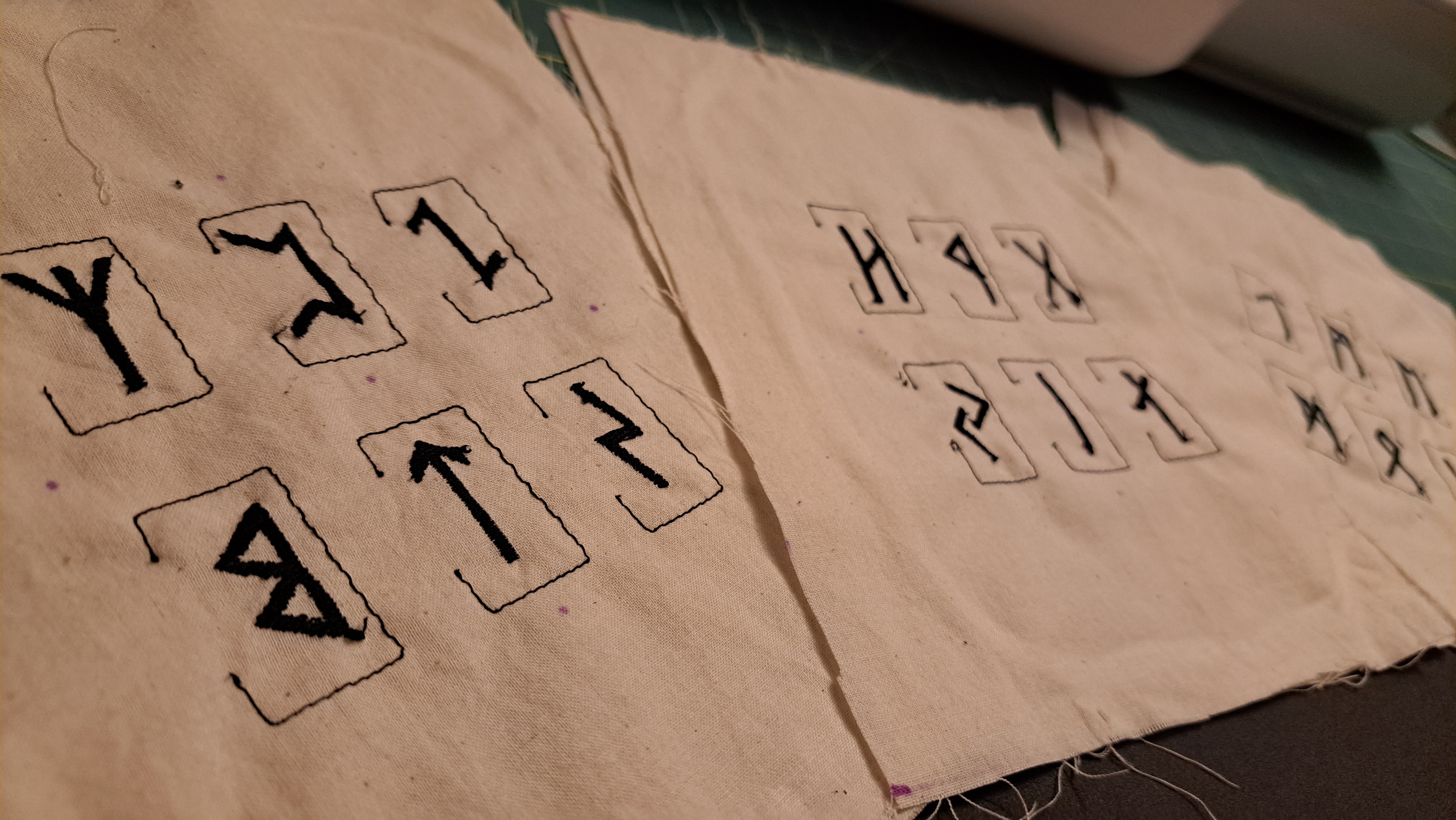 photo of the finished sheets of runes