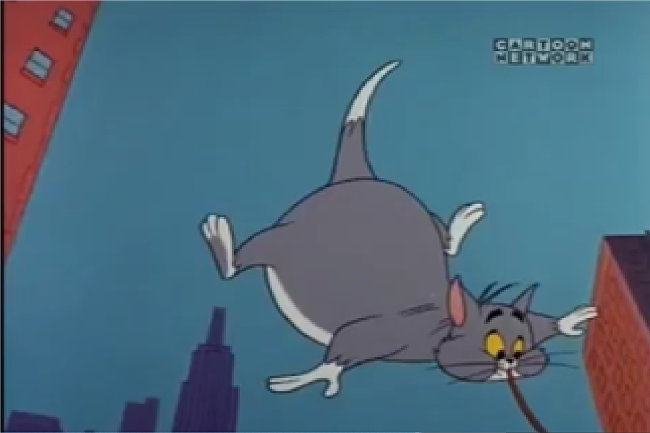 screencapture from an episode tom and jerry where tom is inflated by a bike pump